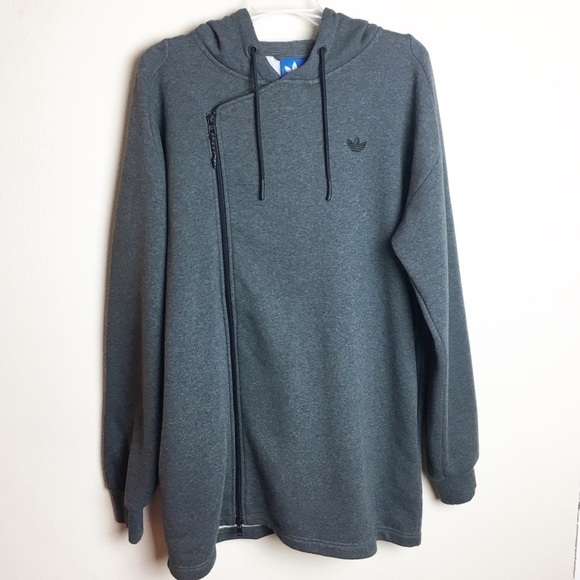 Adidas Trefoil Full Zip Sweatshirt Gray Medium - Picture 1 of 8